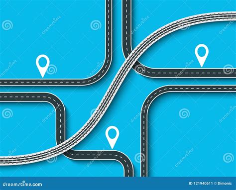 Navigation Winding Road Vector Way Map Infographic | CartoonDealer.com ...