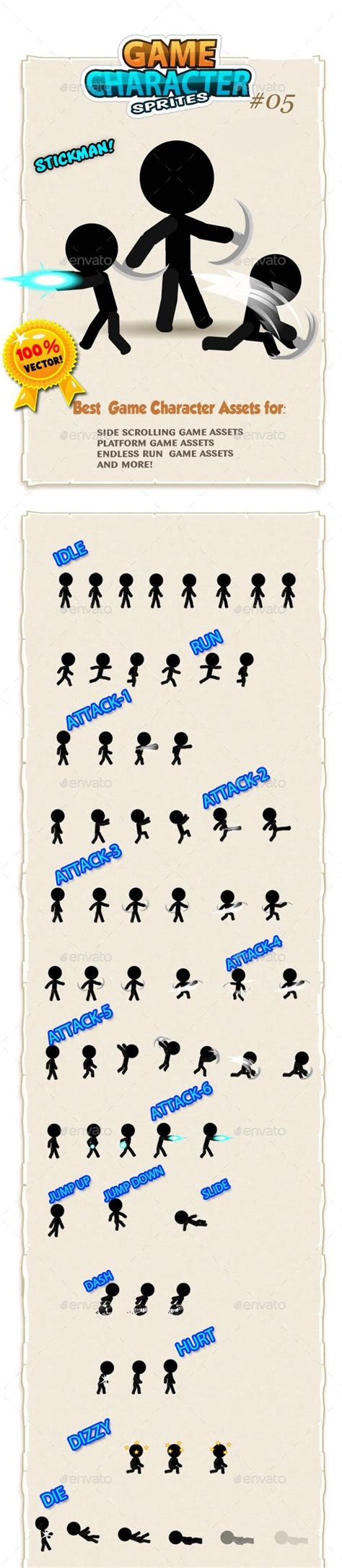 Stickman Character Sprites 05 | Sprite, Game character, Character