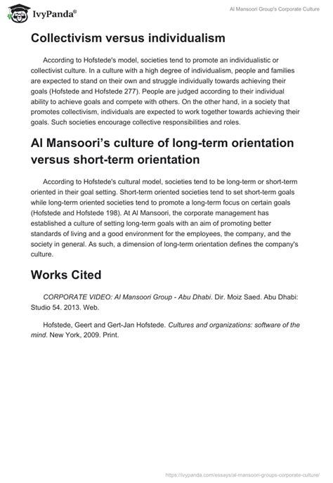 Al Mansoori Group's Corporate Culture - 840 Words | Essay Example