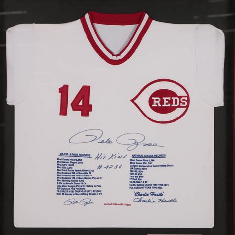 Pete Rose Signed Limited Edition "Statistic" Reds Jersey, Framed | EBTH