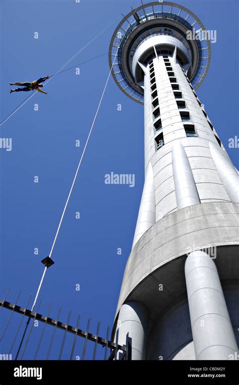 Bungee off the Sky Tower in Auckland Stock Photo - Alamy