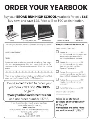 Fillable Online Buy your BROAD RUN HIGH SCHOOL yearbook for only $65 Fax Email Print - pdfFiller