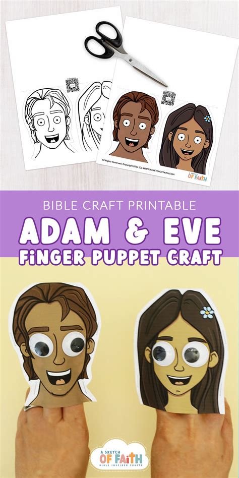 Adam and Eve finger puppet craft in 2024 | Puppet crafts, Bible crafts ...