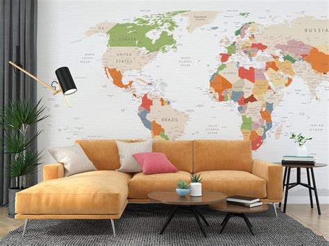 Customized Large World Map Wallpaper World Map World Map - Etsy