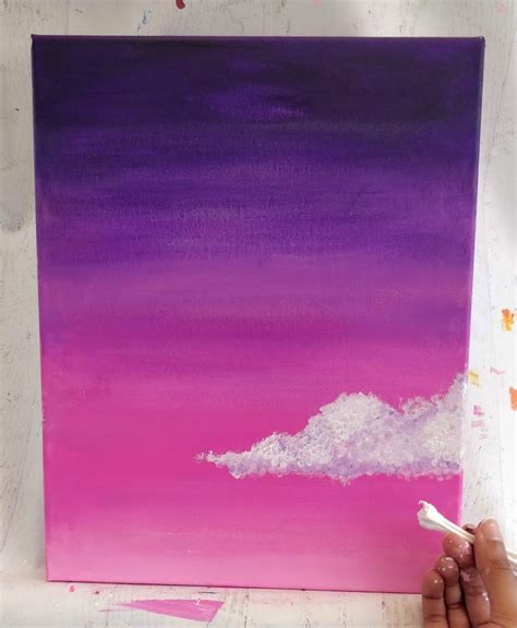 How To Paint Clouds With Acrylic Paint For Beginners (Easy) | Cloud painting, Purple painting ...