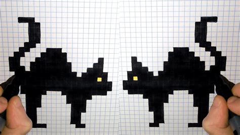 Halloween Pixel Art - How To Draw Black Cats #pixelart