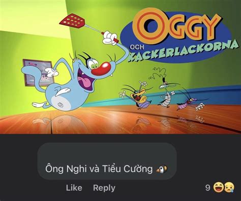 the cartoon character oggy is playing with his friends in front of an ...