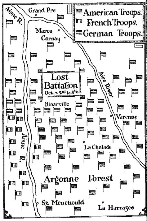 WWI, 2- 7 Oct 1918; The famous "Pocket" of the Lost Battalion, near Charlevaux Mill, occupied by ...