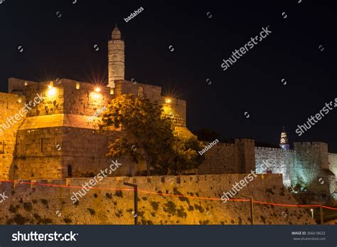 The Old City Walls Of Jerusalem At Night Stock Photo 366618632 : Shutterstock