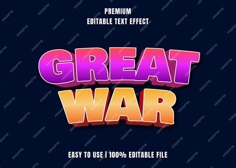 Premium Vector | Editable text effect - great war cartoon style