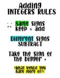 Integer Rule Sheet Teaching Resources | TPT