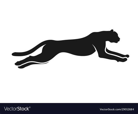 Running Cheetah silhouette monochrome color. Symbol of vitality. Creative design. Vector ...