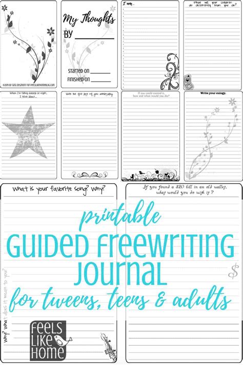 My Thoughts: A Printable Guided Freewriting Journal for Tweens, Teens, & Adults | Feels Like Home™