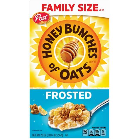 Honey Bunches of Oats Frosted Breakfast Cereal, Cholesterol Free, Low Fat, made with Whole Grain ...