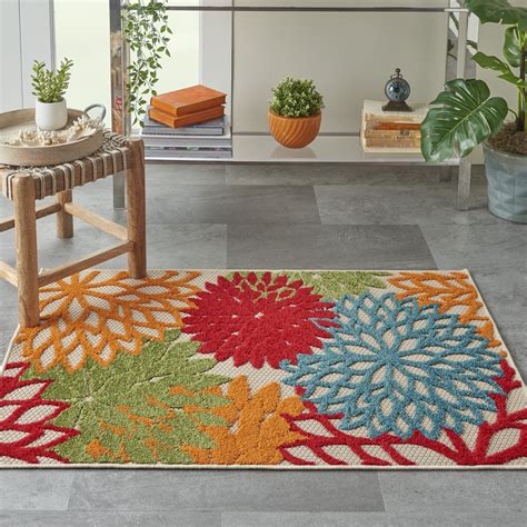 Nourison Aloha Floral Contemporary Green Indoor/outdoor Area Rug - Walmart.com - Walmart.com