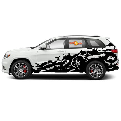 Jeep Grand Cherokee Trackhawk Logo Splash Grunge Stripes Kit Vinyl Decal Graphic | Stripe kit ...