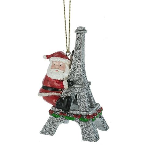 Santa Climbing Up Eiffel Tower Christmas Holiday Ornament - Walmart.com ...