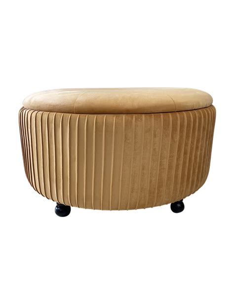 Round Storage Ottoman - Gold Velvet - Furniture-Sofas & Armchairs ...