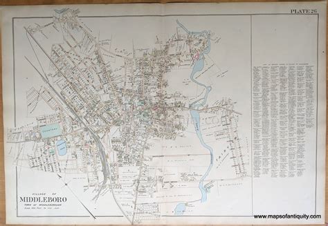 1903 - Village of Middleboro (MA) - Antique Map – Maps of Antiquity