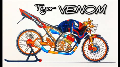 HEREX TIGER VENOM, menggambar motor herex,menggambar motor drag, basikal lajak, วาดรูป ...