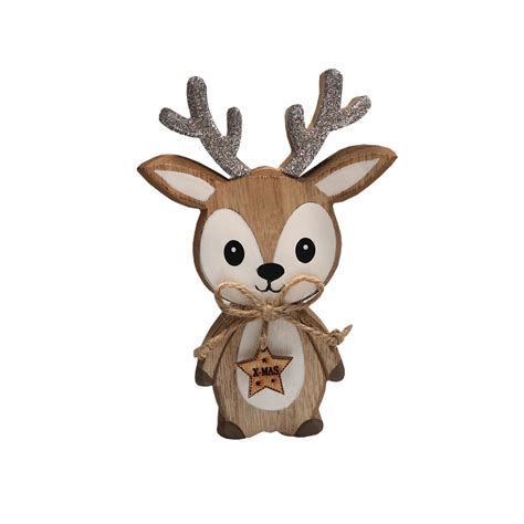 Wooden Standing Reindeer Ornament