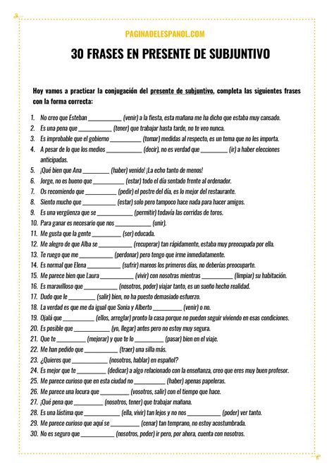 Ejercicios Sobre El Presente De Indicativo