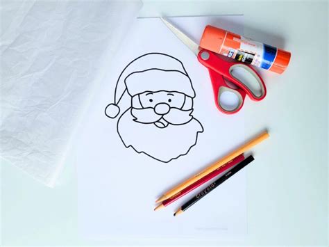 Santa Face Tissue Paper Craft (Free Template) - Raise Curious Kids