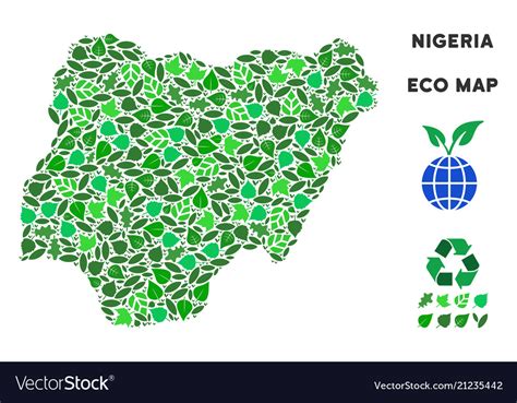 Eco green collage nigeria map Royalty Free Vector Image