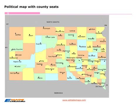 South Dakota county map - Editable PowerPoint Maps