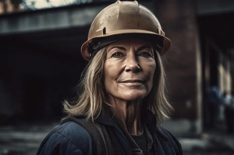 Premium AI Image | woman working on a construction site construction hard helmet