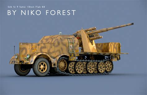 ArtStation - 8,8 cm FlaK 37 Ausf.Zgkw Famo 18t model