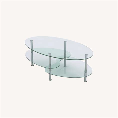 Glass Coffee Table with Storage - AptDeco