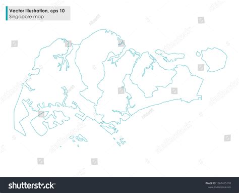 singapore map with regions vector line - Royalty Free Stock Vector 1567415110 - Avopix.com