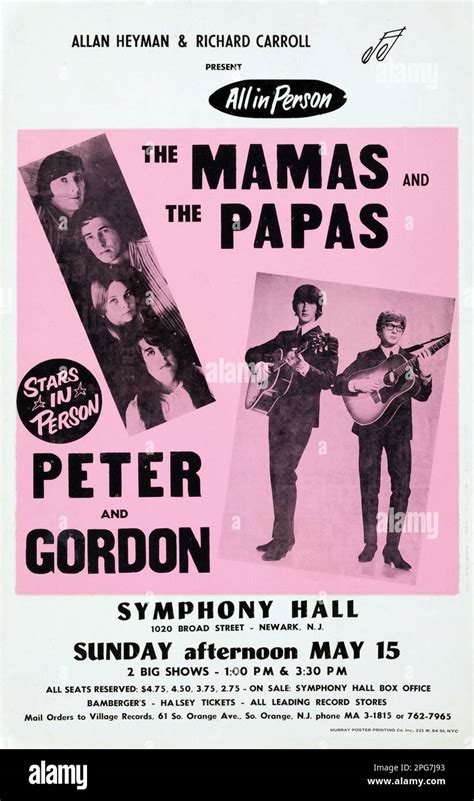 The Mamas and the Papas, Peter and Gordon - 1966 Symphony Hall, Broad Street Newark New Jersey ...