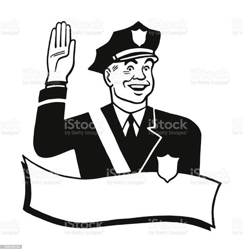 Police Officer And Banner Stock Illustration - Download Image Now - Adult, Adults Only, Badge ...