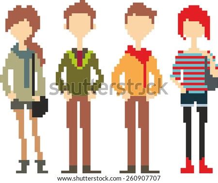 Set Pixel Art People Icons Vector Stock Vector 260907707 - Shutterstock