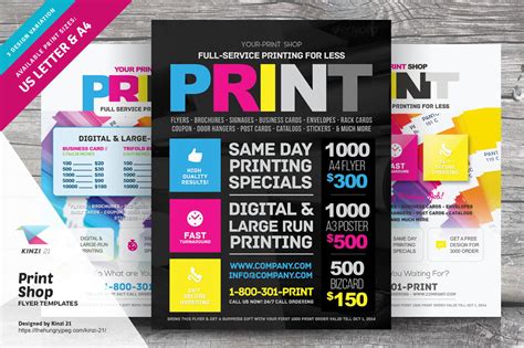 Print Shop Flyer Templates By Kinzi 21 | TheHungryJPEG