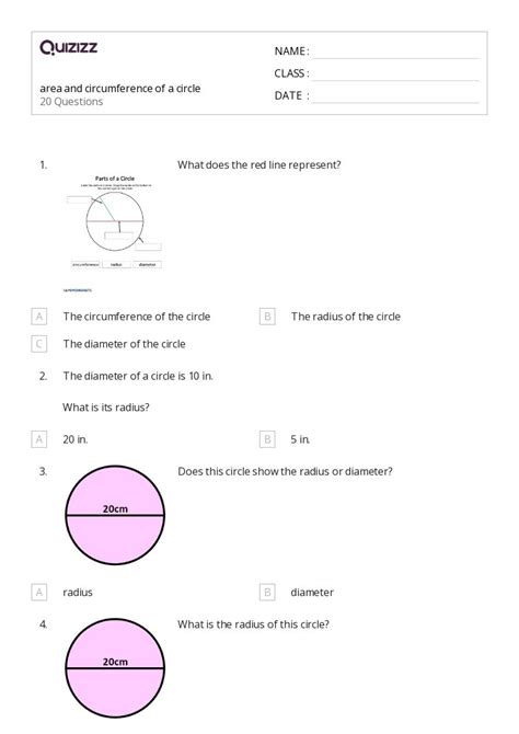 50+ Area and Circumference of a Circle worksheets for 8th Grade on Quizizz | Free & Printable