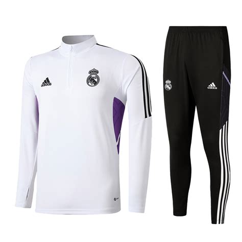 Men's Real Madrid Zipper Tracksuit Sweat Shirt Kit (Top+Trousers) 2022/ ...