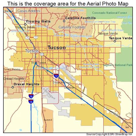 Aerial Photography Map of Tucson, AZ Arizona