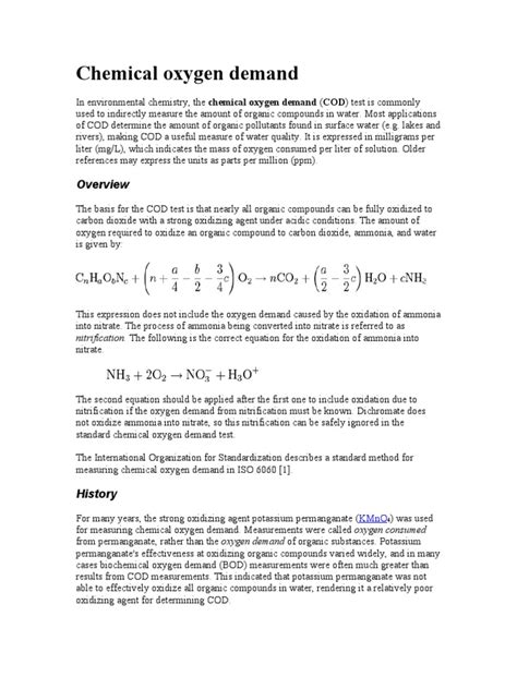 Chemical Oxygen Demand | Chemical Process Engineering | Atoms