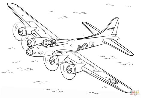 B-17 Flying Fortress coloring page | Free Printable Coloring Pages | Airplane coloring pages ...