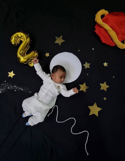 Space theme - 2nd month Baby photoshoot | Baby photoshoot boy, Baby ...