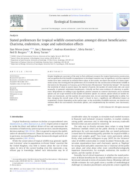 (PDF) Stated preferences for tropical wildlife conservation amongst ...