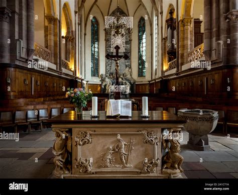 Details of interior of the Church Saint Thomas, Strasbourg, France ...