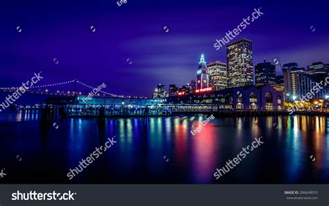 Ferry Building Bay Bridge Illuminated Night Stock Photo 286648010 ...