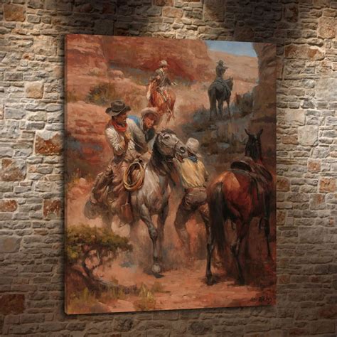 Andy Thomas western landscape cowboy style gift canvas painting living ...