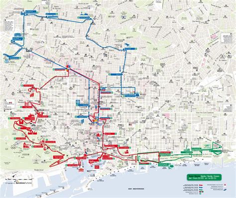 Barcelona bus turistic map - Barcelona bus turistic red line map ...