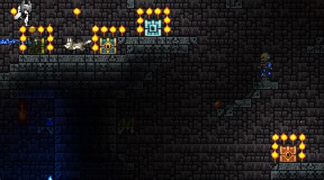 I've never seen four biome chests so close together before. : Terraria