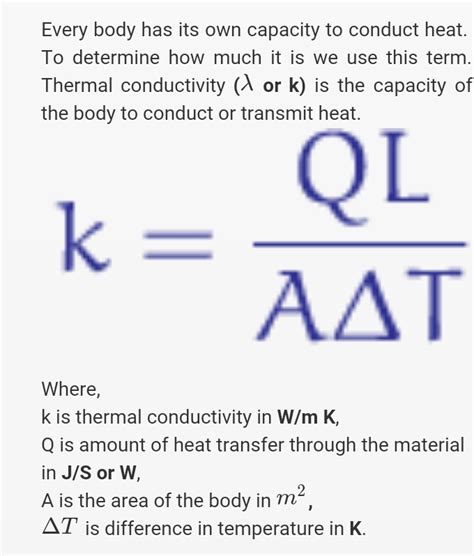 Thermal Conductivity Equation K - Tessshebaylo